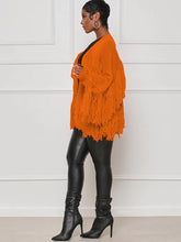 Knit Long Sleeve Tassel Ribbed Cardigan